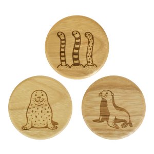 画像1: 海のどうぶつたち マグネット付き木バッジ (1)